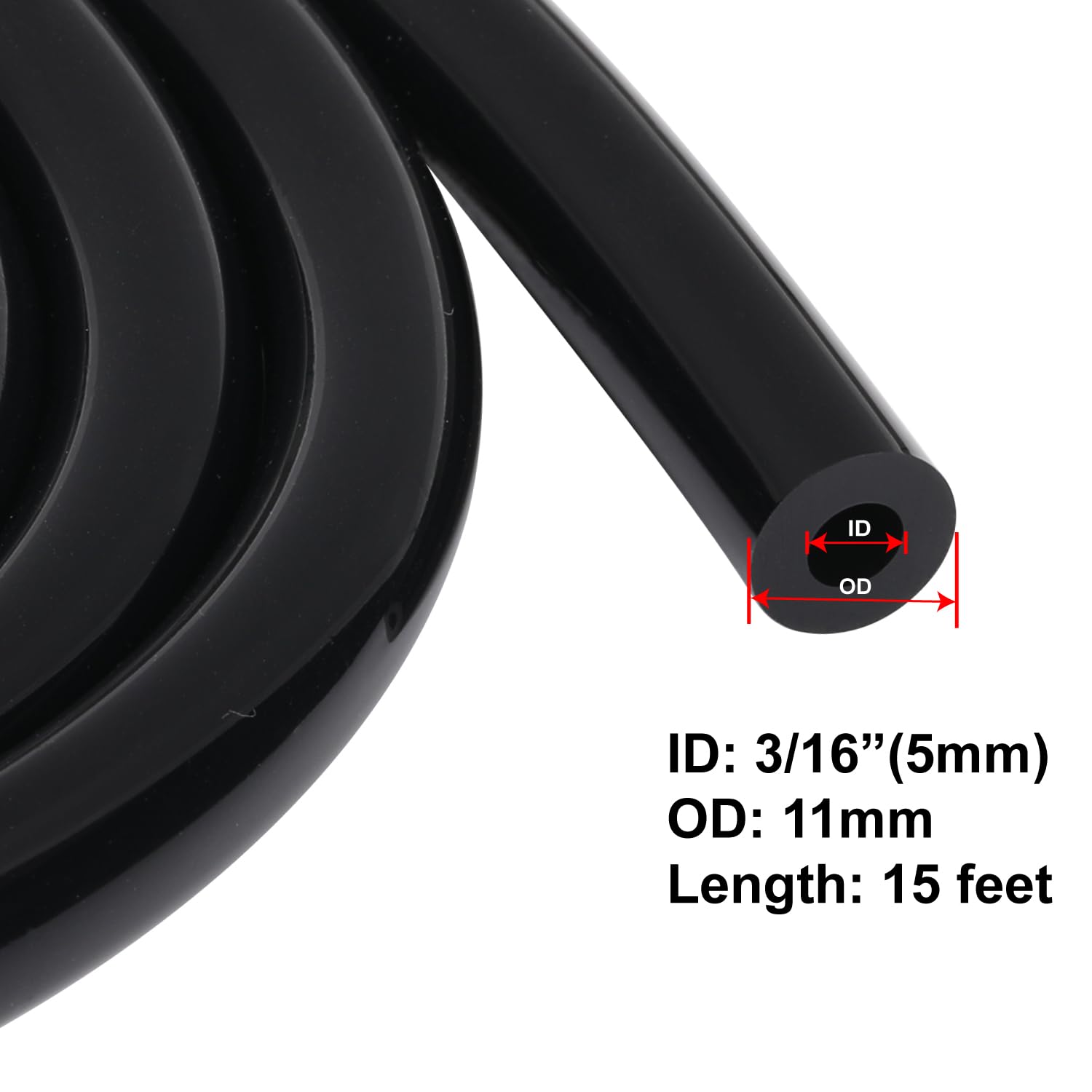 Podavelle 3/16'' 5mm ID Silicone Vacuum Hose Line Tubing 15FT Blue 130 PSI Maximum Pressure