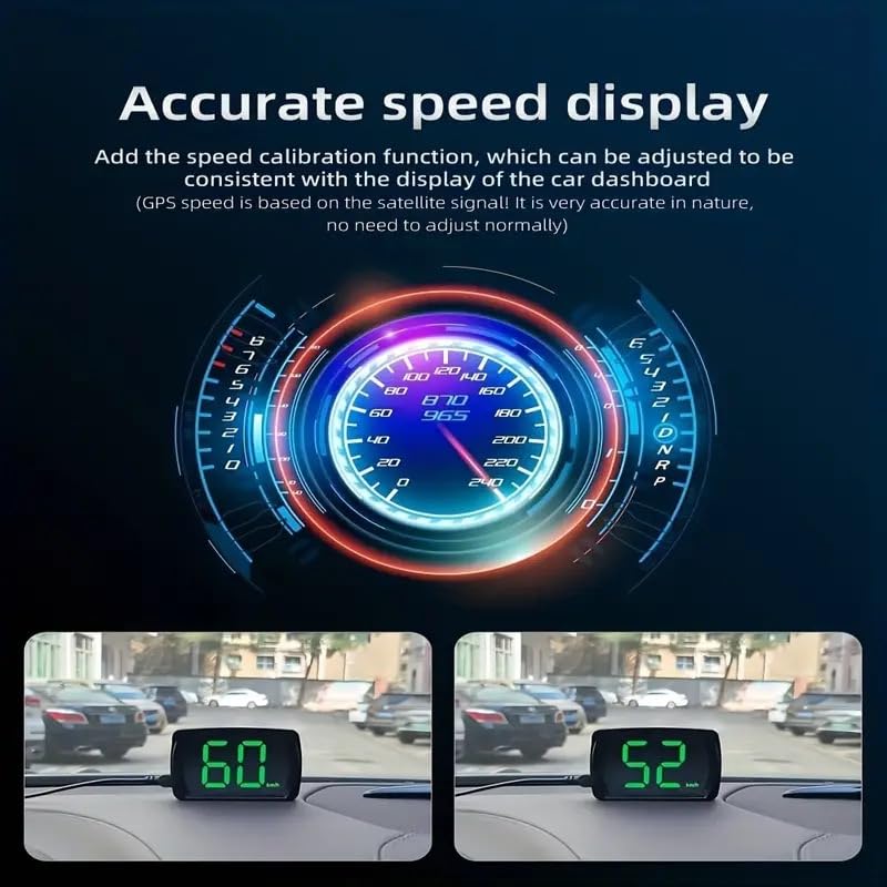 Heads Up Display for Cars HUD GPS Speedometer MPH with QC3.0 Fast Charger & Stable Silicone Pads, 2M USB Cable, Digital Speedome