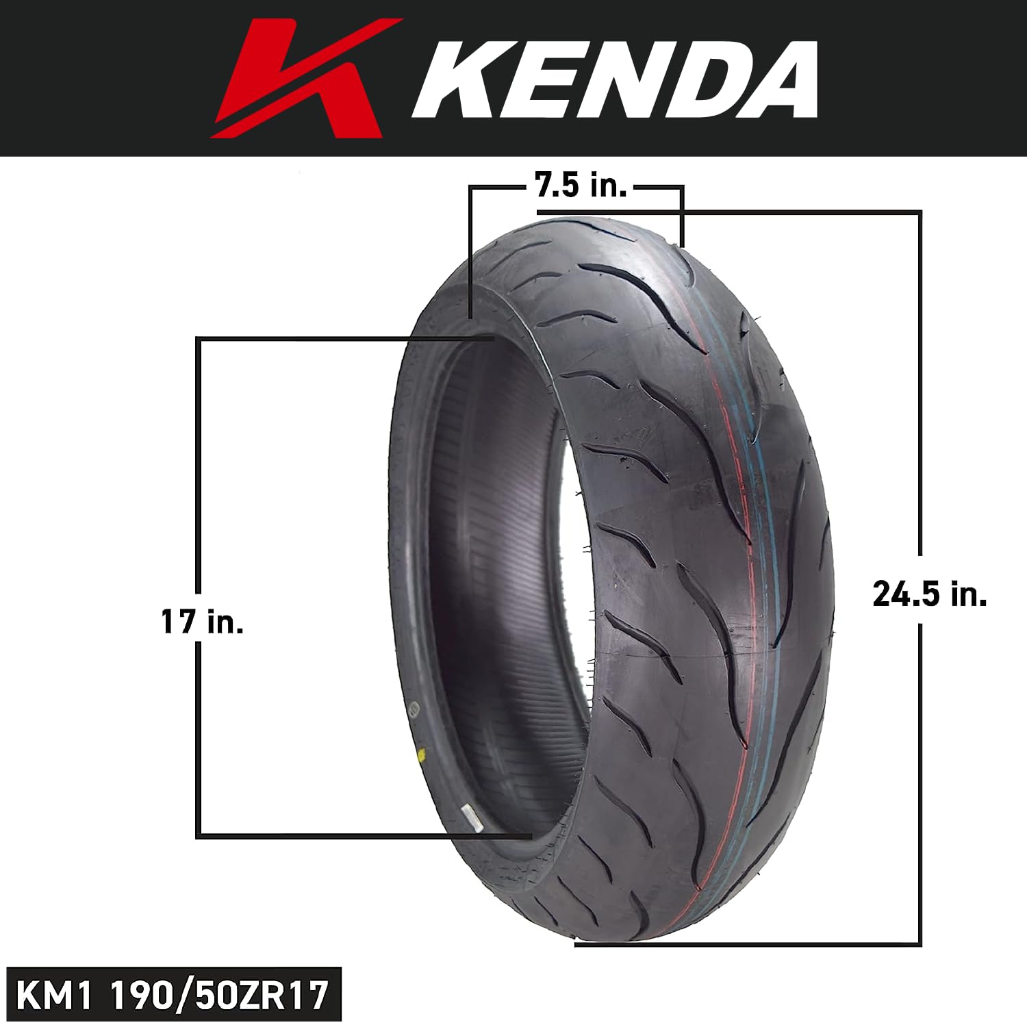 Kenda KM1 Radial Tires for Sport Touring Motorcycles - 120/70ZR17 Front & 190/50ZR17 Rear, High-Speed Stability & Wet Grip, 2-Pack