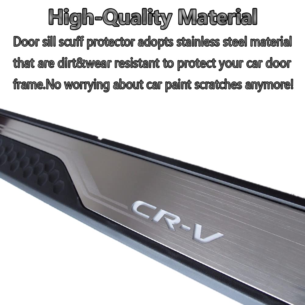 Cebat 4Pcs Stainless Steel Car Door Sill Scuff Plate Guard Sills For Crv 2017-2023 Automotive Door Entry Guard Protector Trim