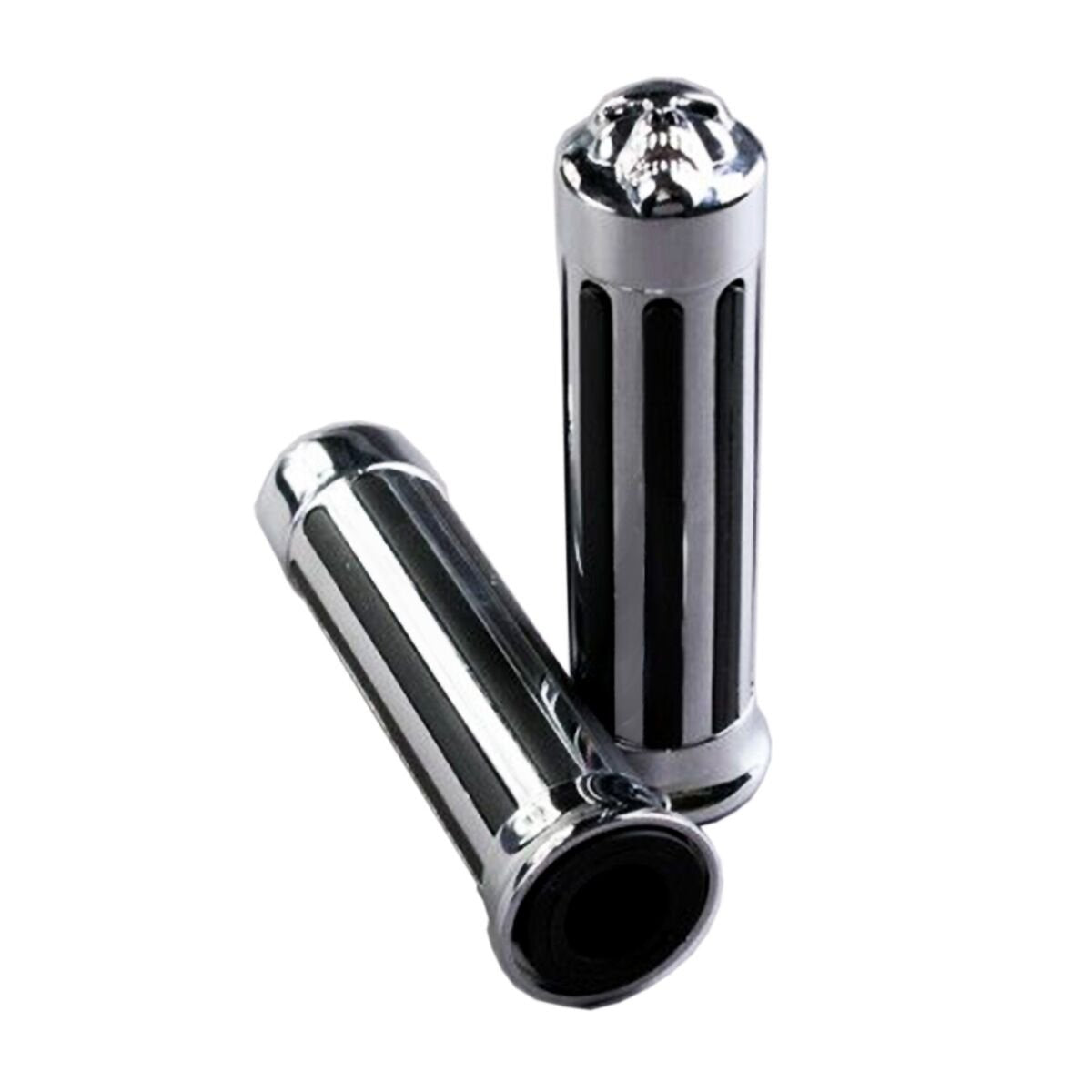 TESWNE 1 Skull Chrome Rubber Hand Grip Motorcycle Handle Bar