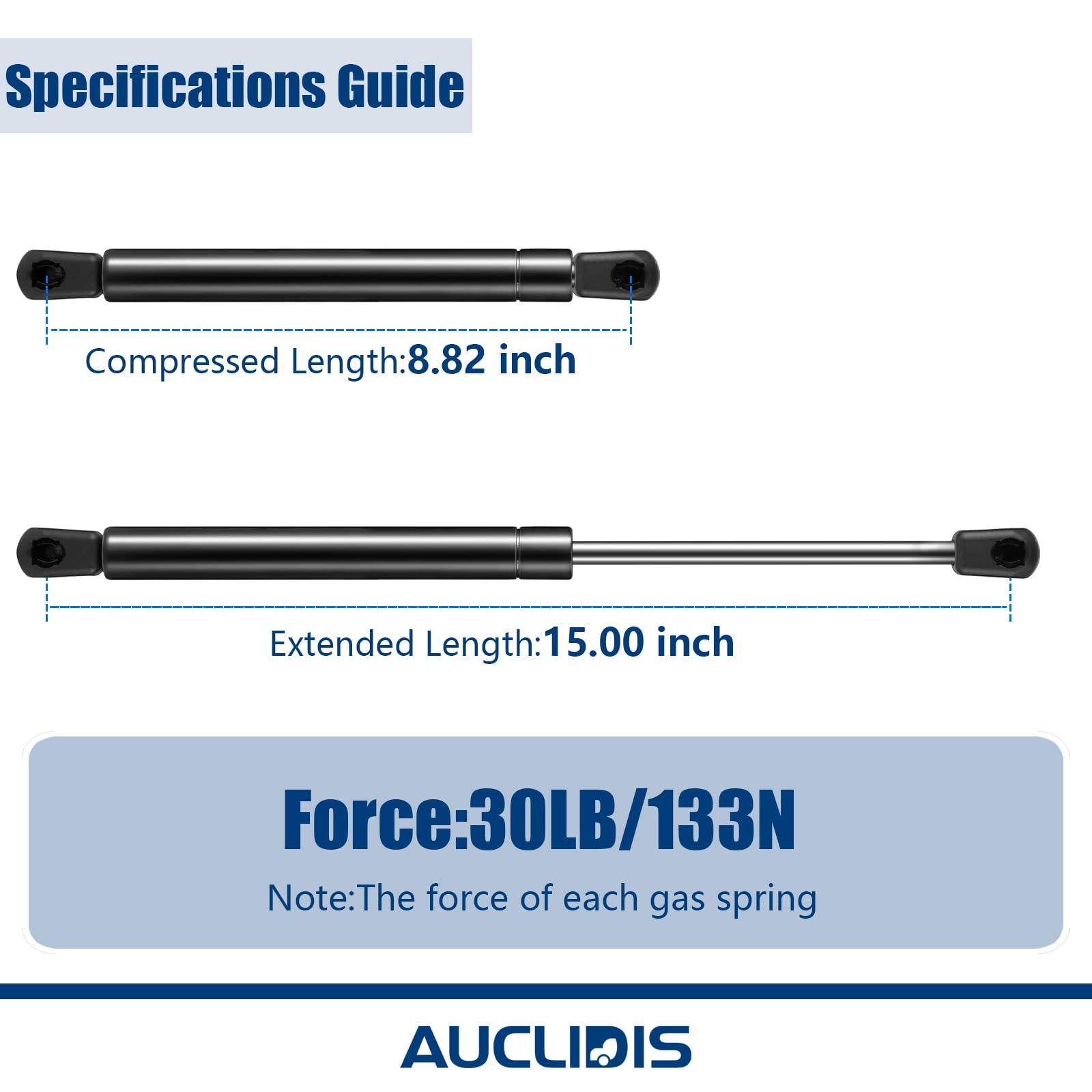 C16-08491 C16-21825 15 Inch 30Lb/133N Gas Strut Shock Lift Support Spring For Leer Camper Shell Truck Topper Cap Canopy Door Win