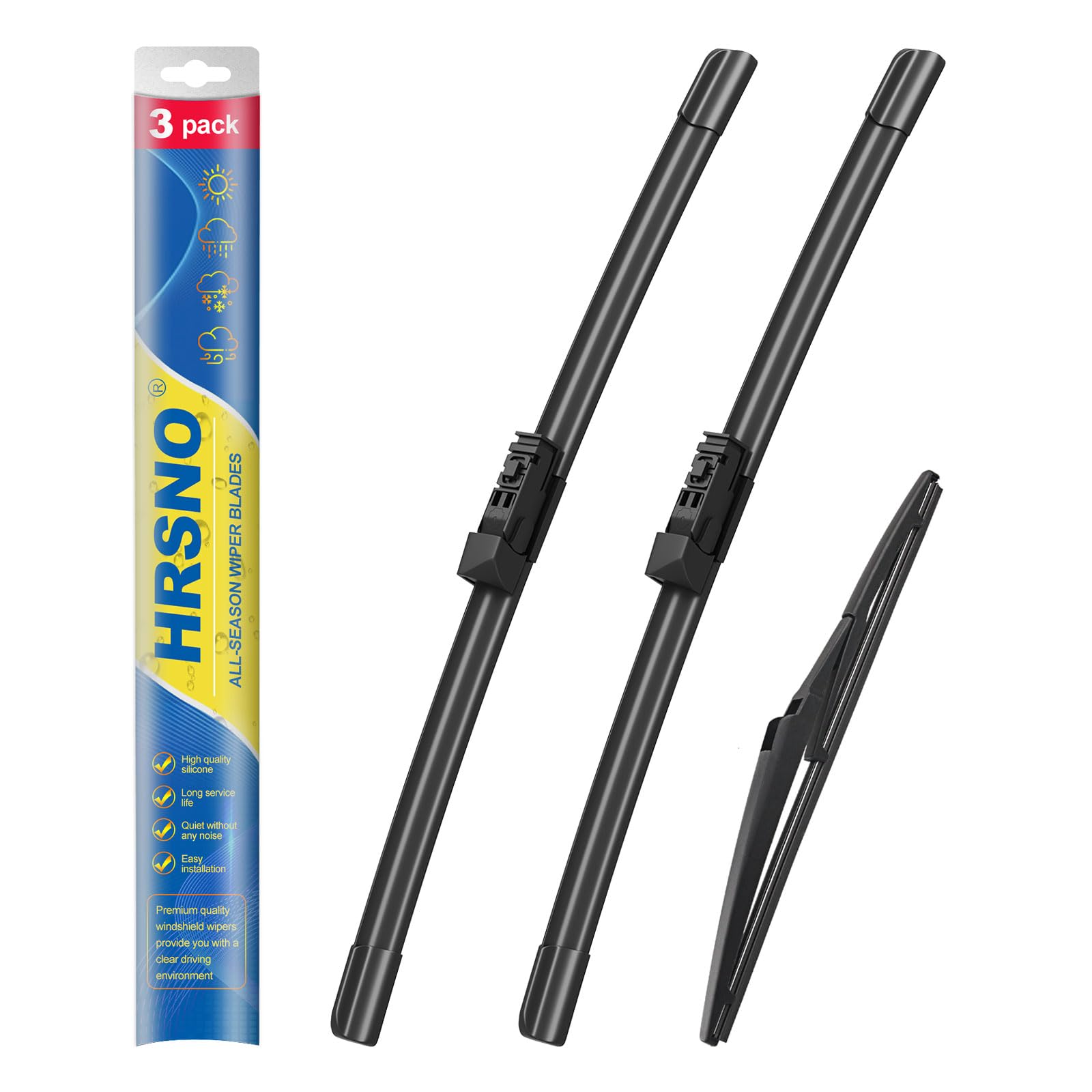 Hrsno 24''+18'' Windshield Wipers With 14'' Rear Wiper Blade Sets Automotive Replacement For Mazda Cx-5 2017-2023,Easy For Insta