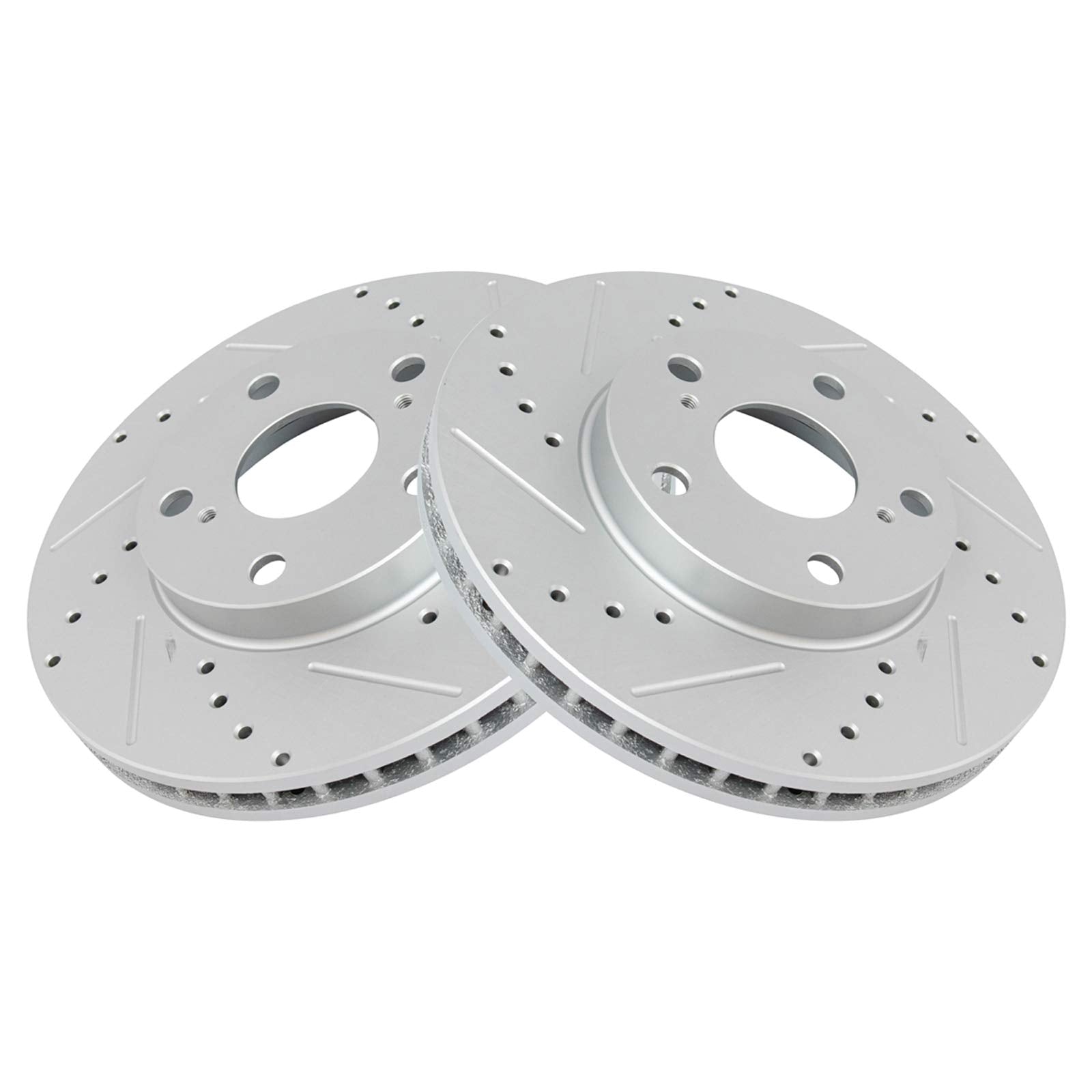 Trq Front Performance Brake Rotors Set Premium G-Coated Cross Drilled & Slotted Compatible With 1992-2001 Lexus Es300 1995-2004