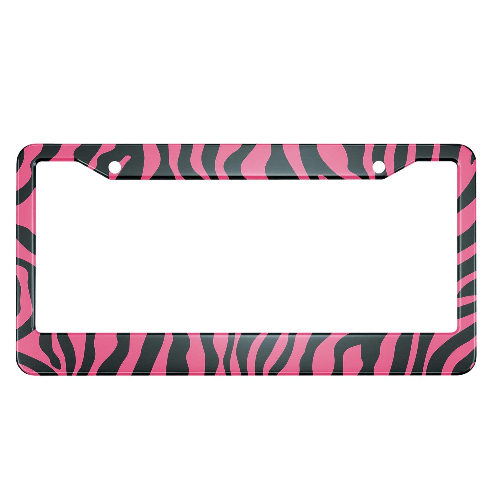 HOSNYE Zebra Print License Plate Frame Wild Pink Zebra Print Metal License Plate Cover Front Plates Frames Car Tag Frame for Wom