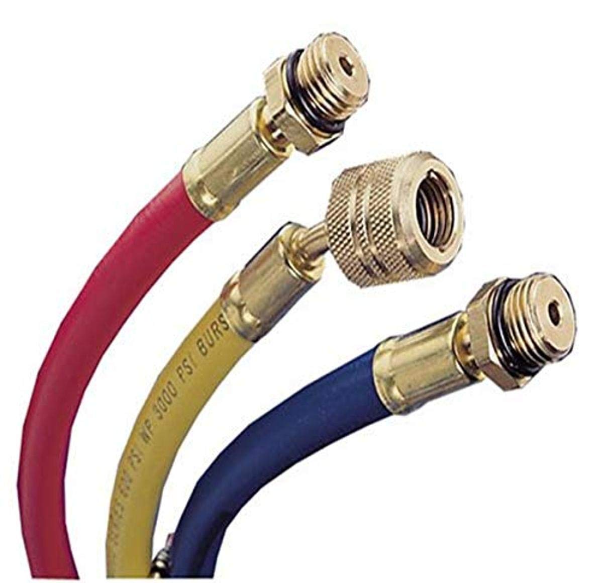 72'' Yellow R134A Hose With Shut-Off Valve, 1/2'' Acme-F