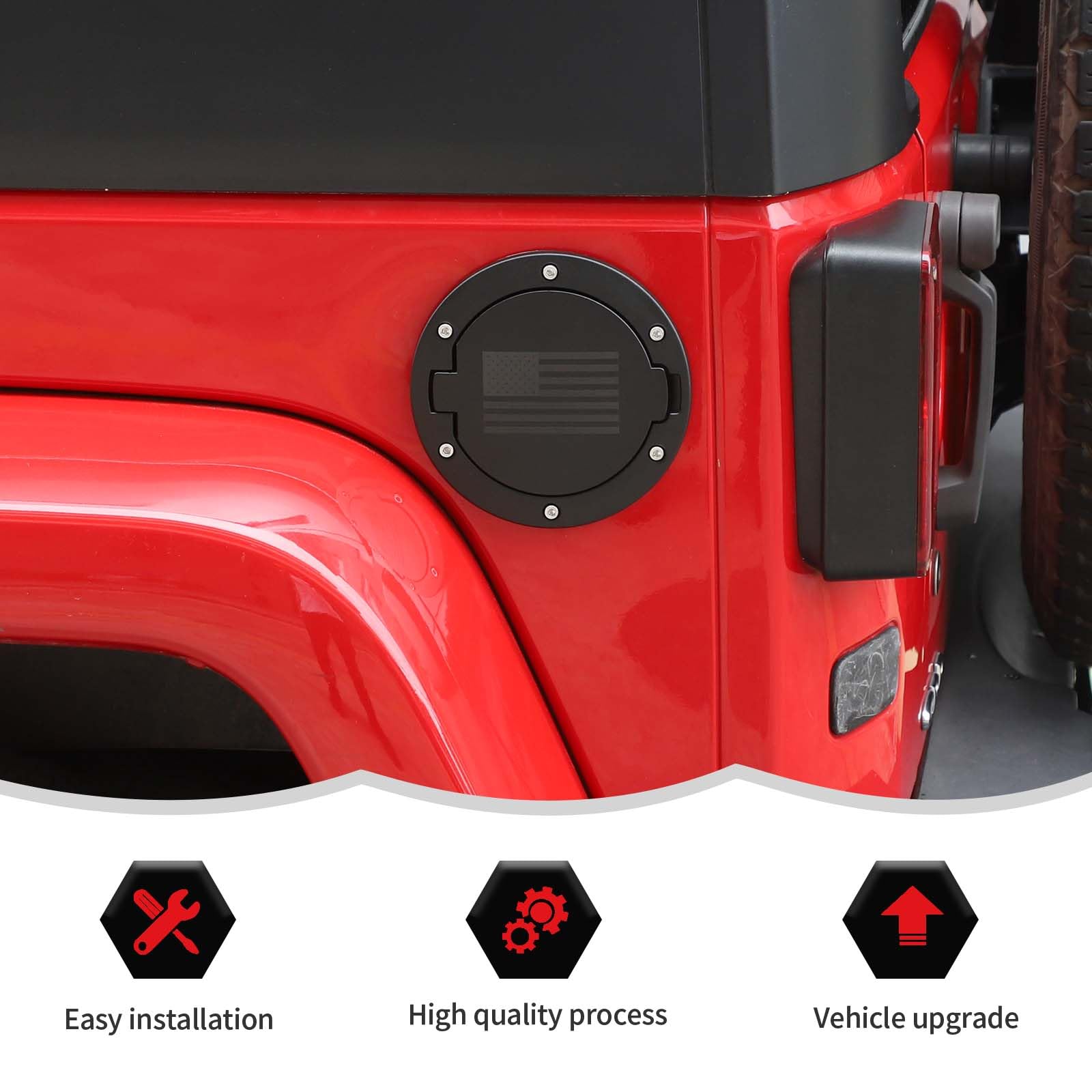 Rt-Tcz Fuel Filler Door Gas Tank Cap Cover Accessories For 2007-2017 Jeep Wrangler Jk & Unlimited Sport Rubicon Sahara (Us Flag)