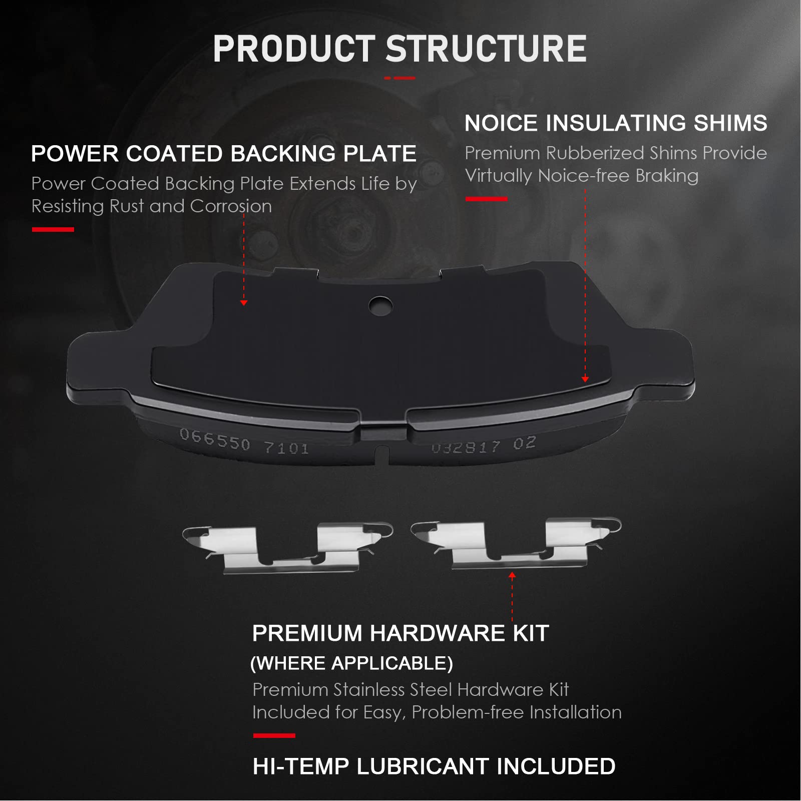 Cciyu D1094 D1100 Front Rear Ceramic Brake Pads Kits 8Pcs Fit For 2005-2018 For Nissan Frontier, 2005-2015 For Nissan Xterra, 20