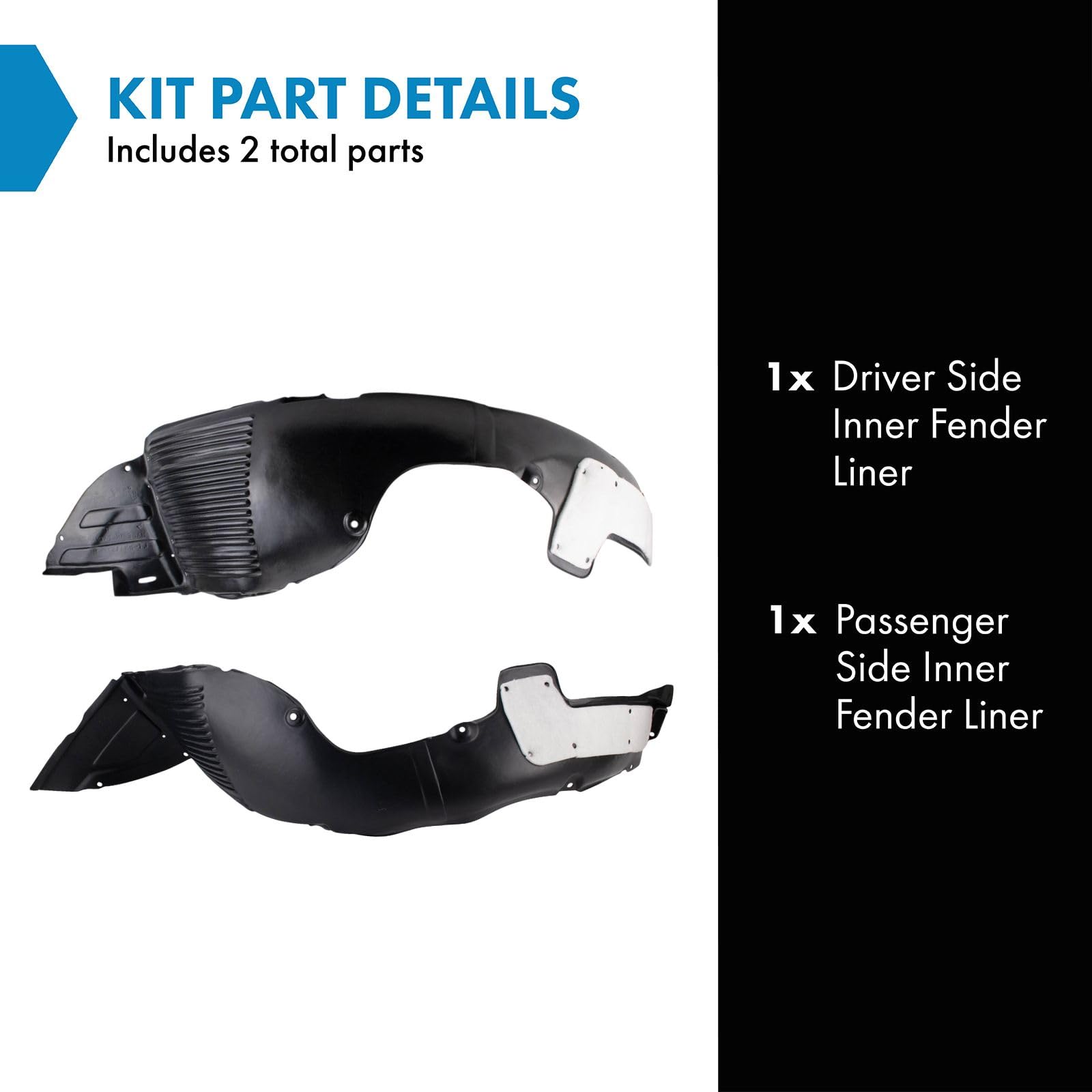 Trq Inner Fender Liner Set Compatible With 2013-2015 Hyundai Elantra Gt Hy1248157 Hy1249138
