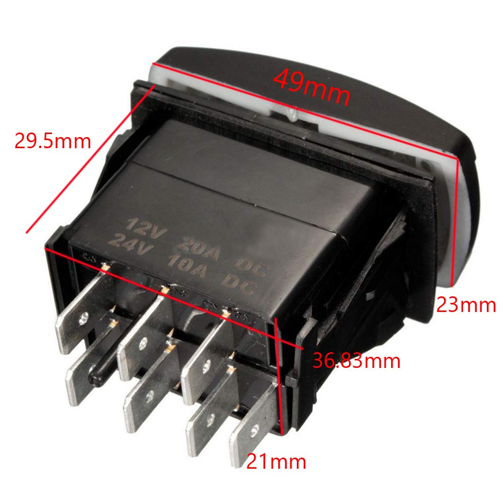 Esupport Car 12V 20A Momentary Light Button Rocker Toggle Switch Blue Led Winch In Out On-Off-On 7Pin