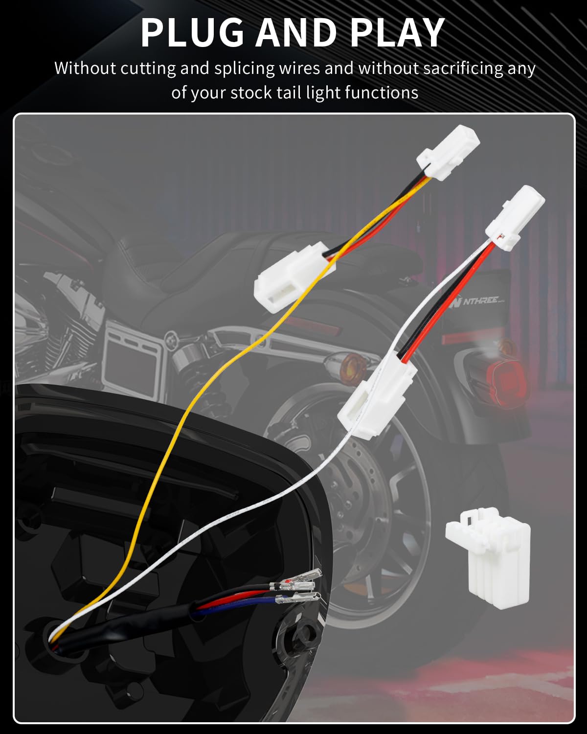 NTHREEAUTO Smoked LED Strobe Brake Tail Light for Harley Dyna, Road King, Electra Glide, Sportster, Heritage, Softail, Fatboy, Touring