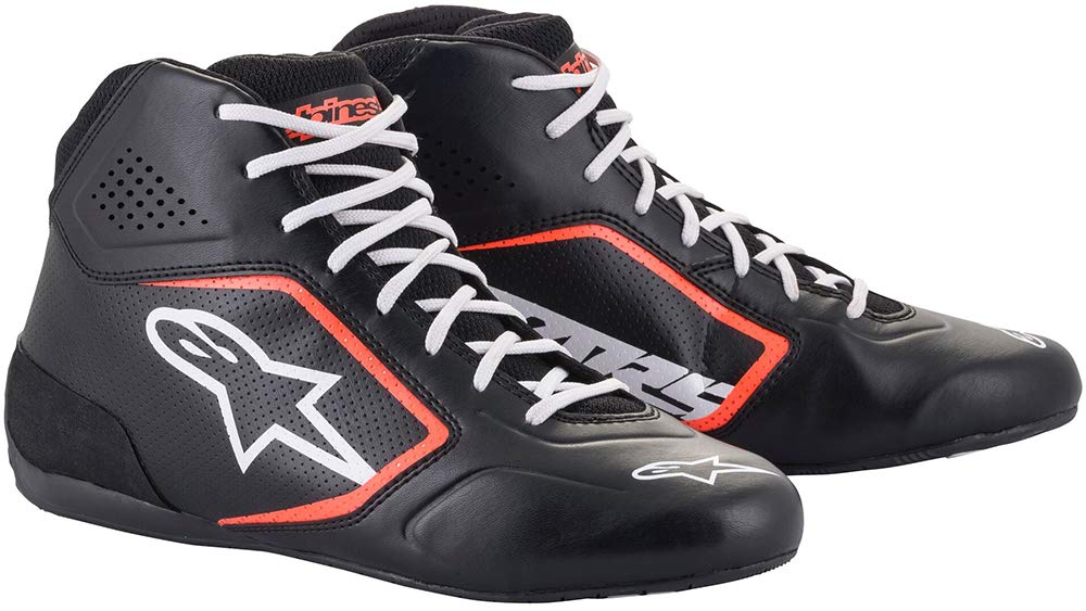 Alpinestars TECH-1 K START V2 SHOES - BLK WHT RED FLU - 12.5