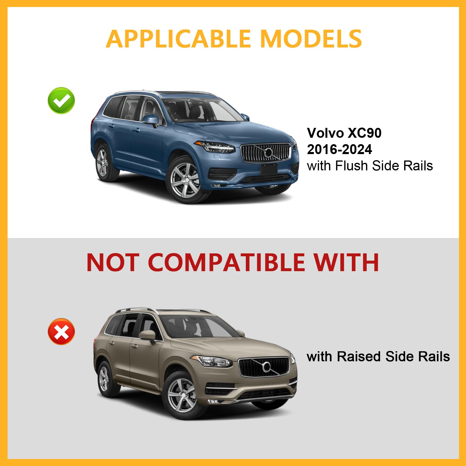 Tuyoung 220lbs Lockable Roof Rack Cross Bars Compatible with Volvo XC90 XC-90 2016-2025,Heavy Duty Aluminum Roof Rails Crossbars