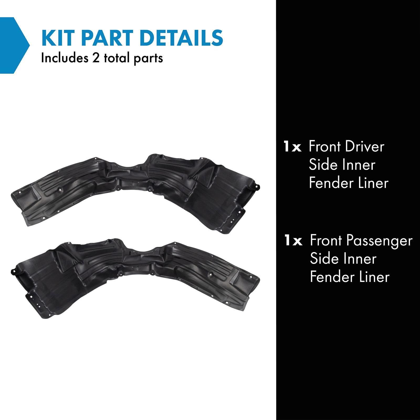 Trq Front Inner Fender Liner Set Compatible With 2011-2014 Toyota Sienna To1248163 To1249163