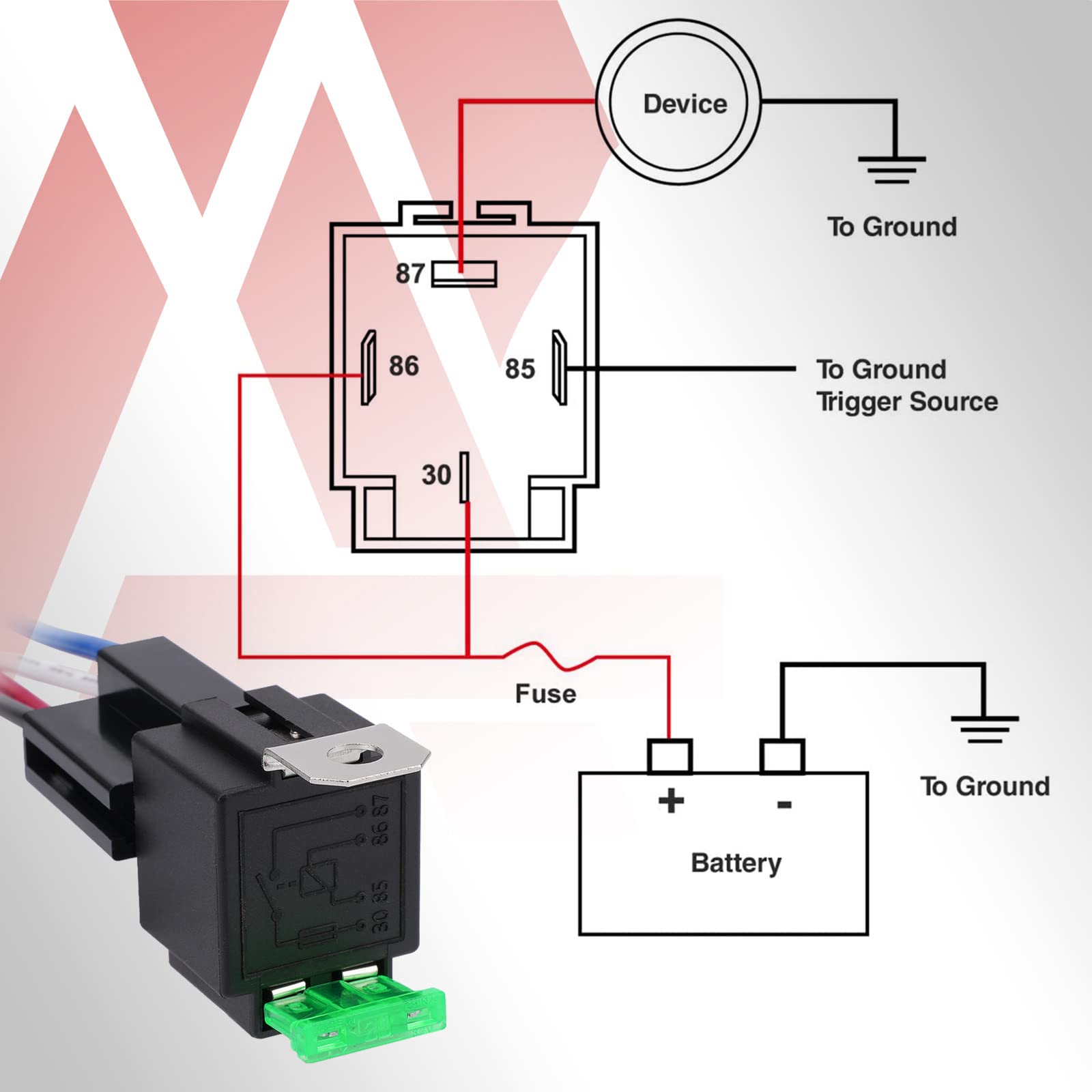 Apiele 4 Pin Relay 12V 40A Relay With 30A Fuse Dc Spst Fused Relay Normally Open 1No With 14 Awg Harness Socket For Car Truck Mo