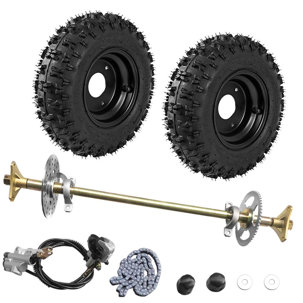 Zhuotop 29Inch Rear Axle Assembly Wheel Hub Set, Wheel Tires With Rim & Brake Assembly And T8F Chain Suitable For Diy Go Kart Qu