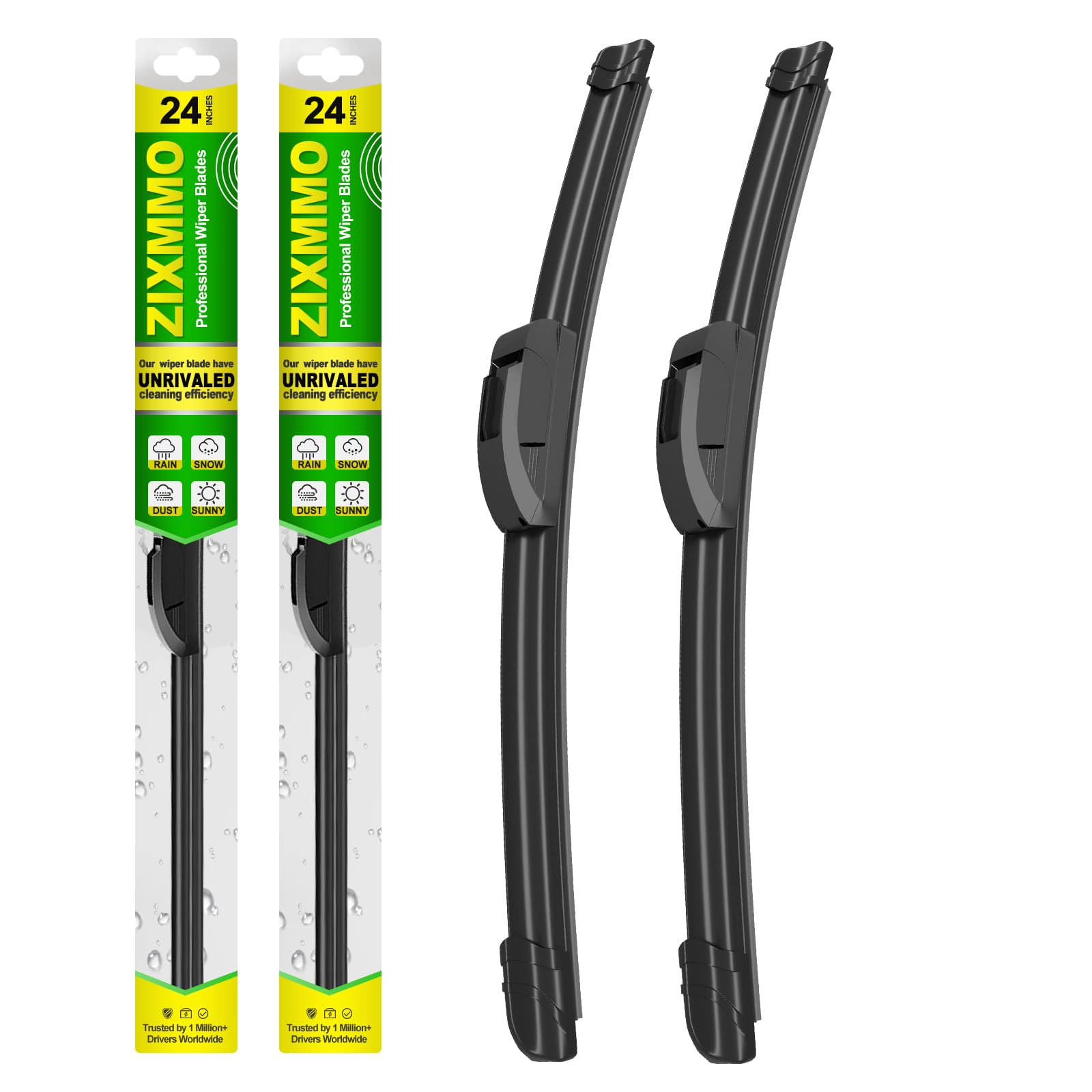 Zixmmo Quality 24In + 24In Premium All-Season Windshield Wiper Blades For Original Equipment Replacement(Set Of 2)