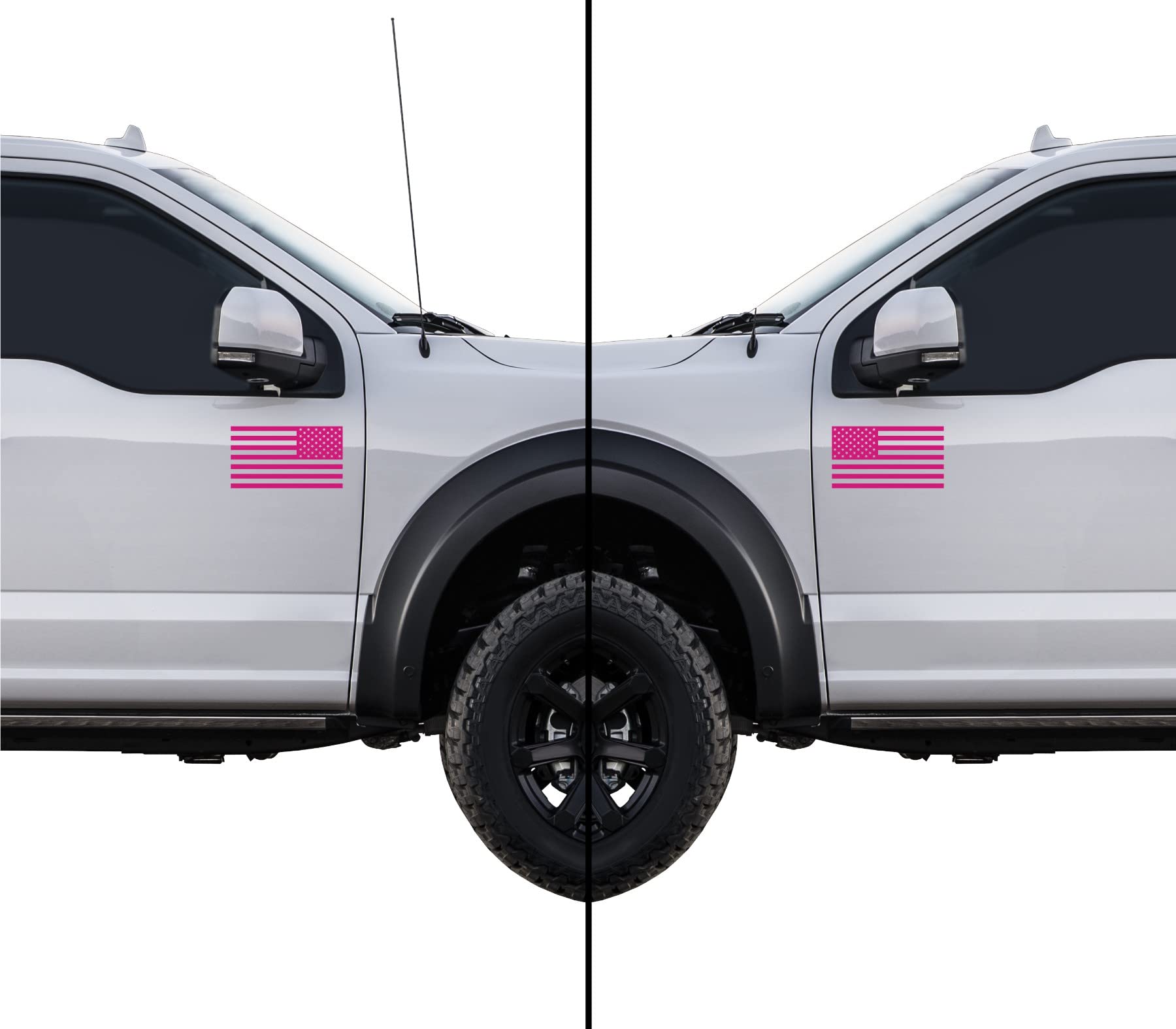 American Us Flag [Pick Color/Size] Vinyl Decal Sticker For Laptop/Car/Truck/Window/Bumper (7.5In Subdued Pair, Matte Hot Pink)