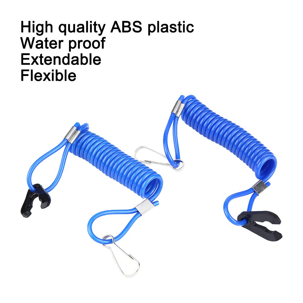 Acouto Kill Switch Lanyard 2pcs Outboard Engine Key Tether Emergency Ignition Kill Stop Switch Safety Tether Lanyard Rope Clip H