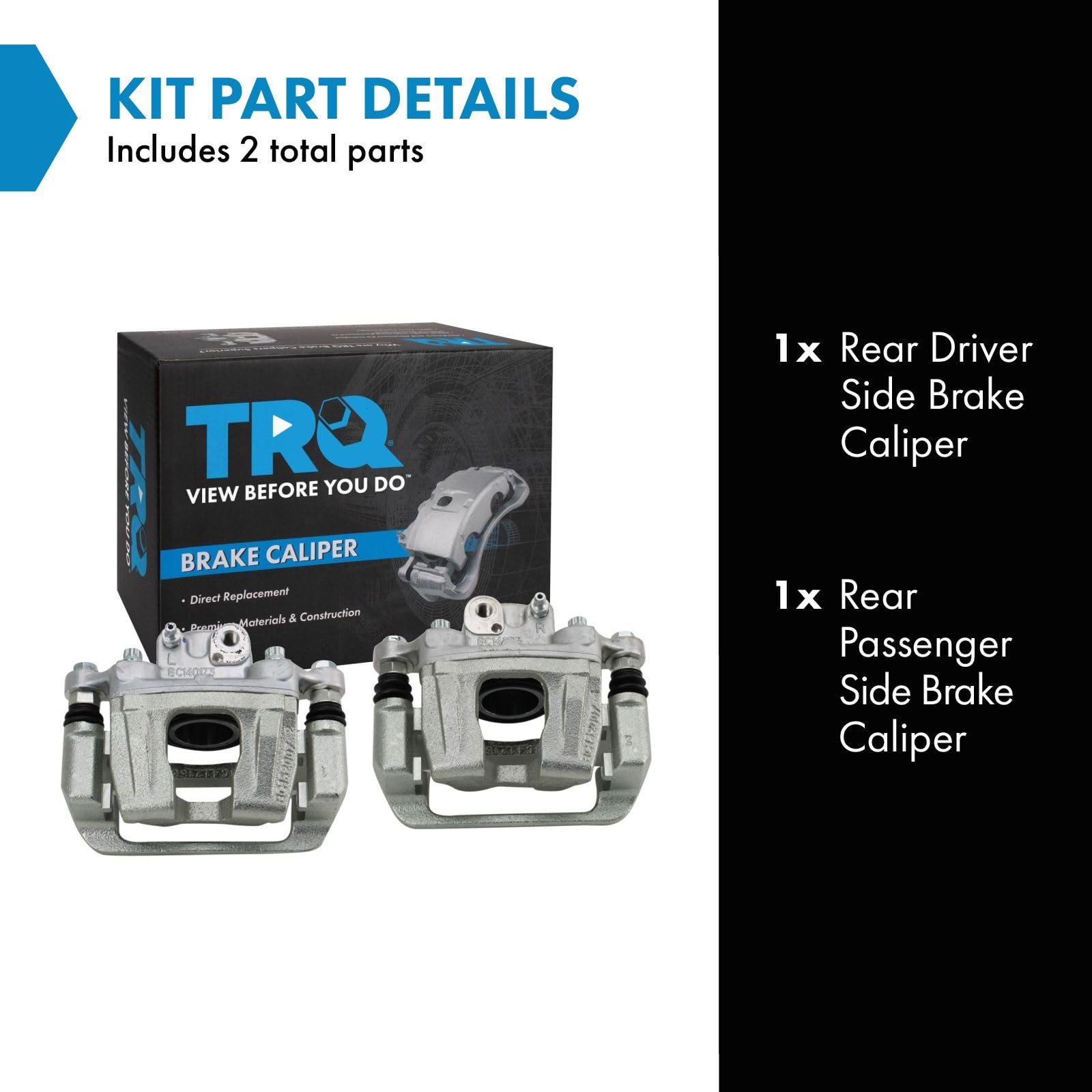 Trq Rear Brake Caliper Set Compatible With 2017 Genesis G80 2010-2016 Hyundai 2016 Kia K900