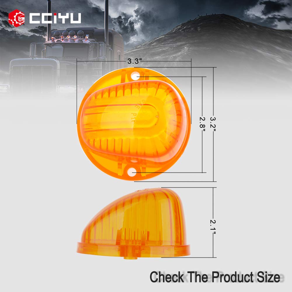 Cciyu 5 Amber Round-Shape Cab Marker Light 9069A Lens For Chevrolet Truck Pickup 1973-1991 For Chevrolet K30 Pickup K20 Suburban