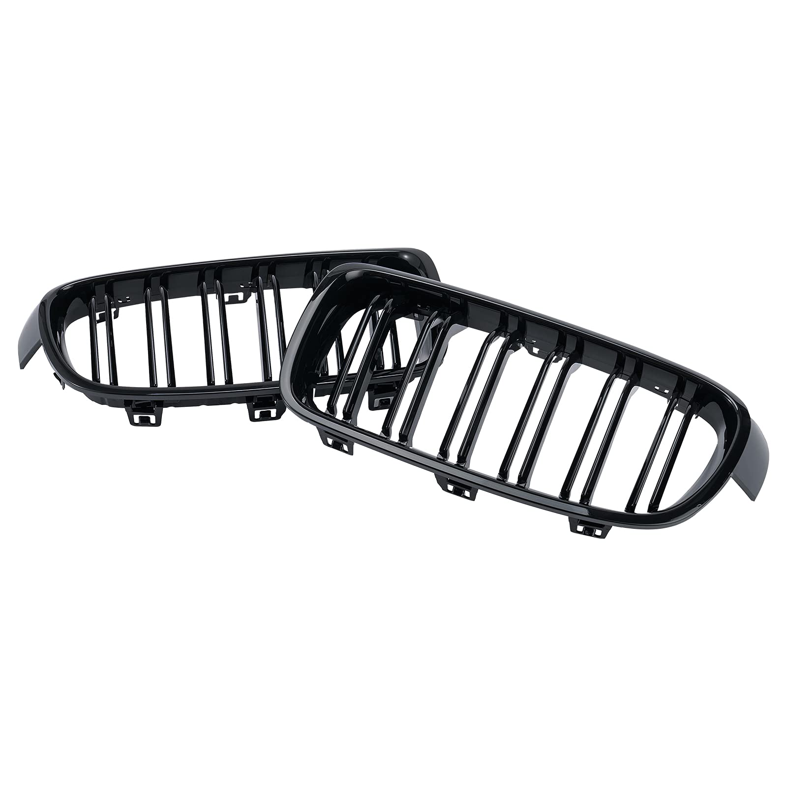 DEKEWEI Front Kidney Grille for BMW 3 Series F30 F31 (2012-2018) - Double Slats Gloss Black, ABS Plastic, 2pcs