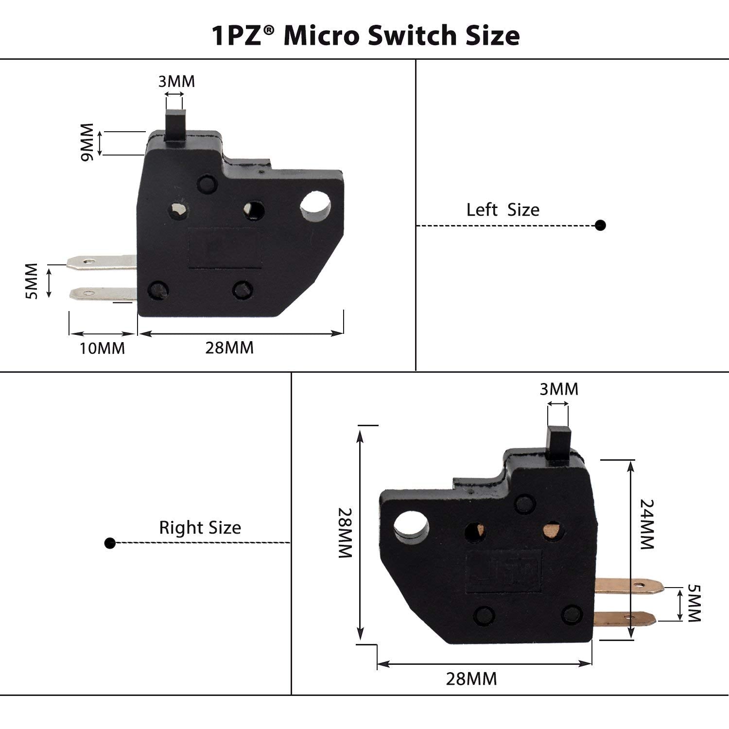 1PZ MC1-S01 Left & Right Front Brake Light Stop Switch Replacement for Yamaha Honda Kawasaki Suzuki Moped Scooter Motorcycle ATV