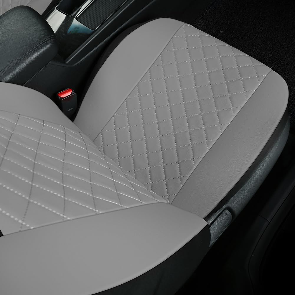 GIANT PANDA Front Seat Covers for Bucket Seats, Faux Leather Seat Covers Universal for Most Cars SUV and Mini Van (Grey)