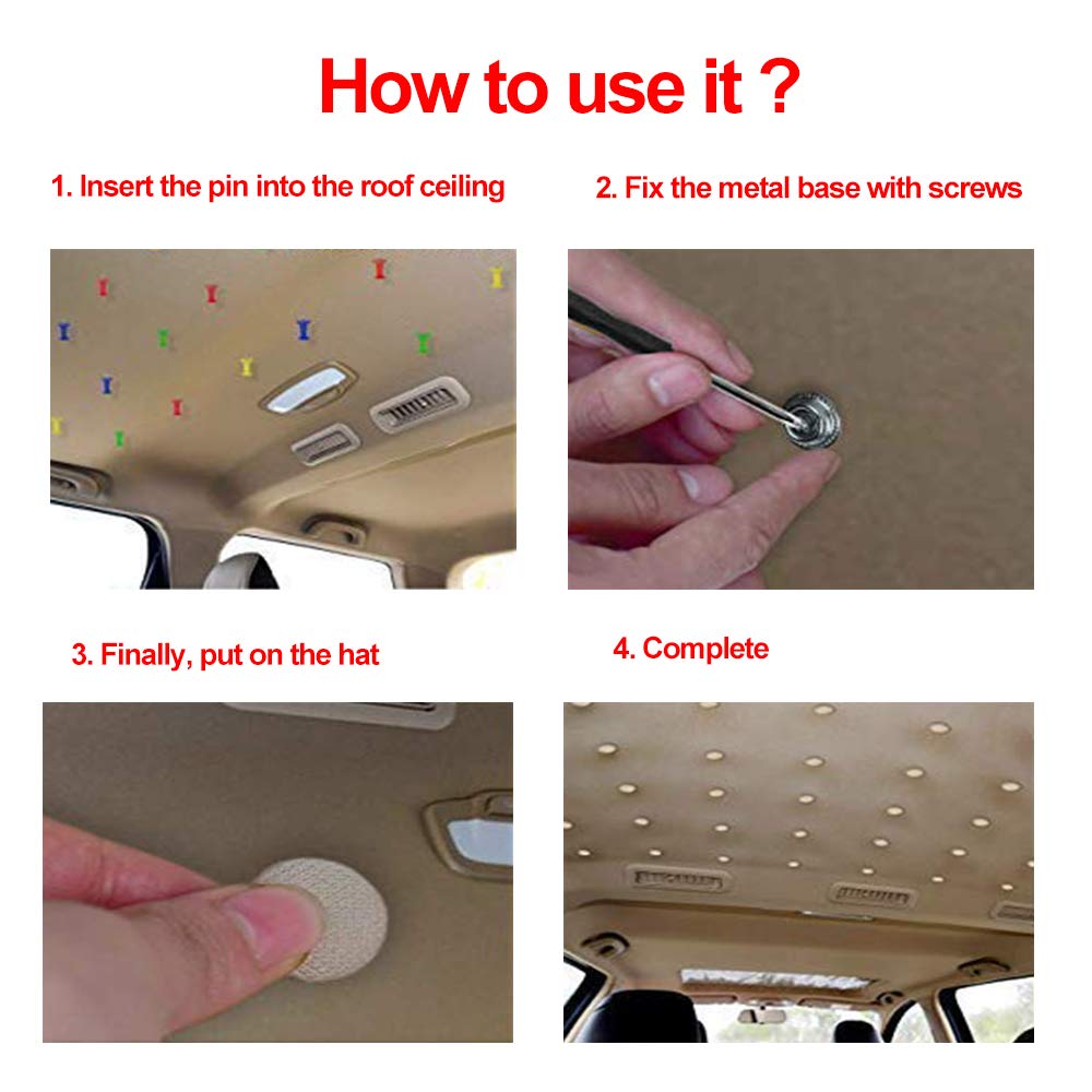 RICWINA 60 pcs Automotive Car Roof Headliner Repair Button, Universal Auto Roof Snap Rivets Retainer Design for Car Roof Flannel