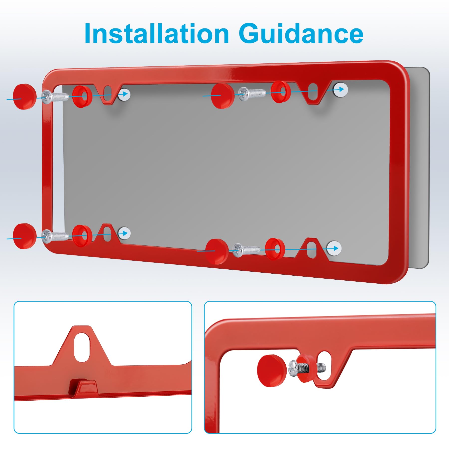 Lrokimg Red License Plate Frames 2 Pack, Stainless Steel Holders, 4 Holes, Universal Fit