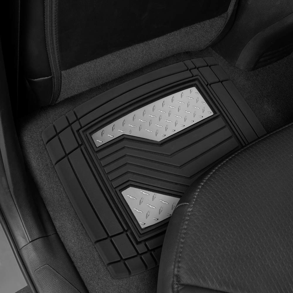 CAT BDK Heavy Duty Rubber Floor Mats for Car SUV Truck & Van-All Weather Protection, Front & Rear with Heelpad & Anti-Slip Nibs