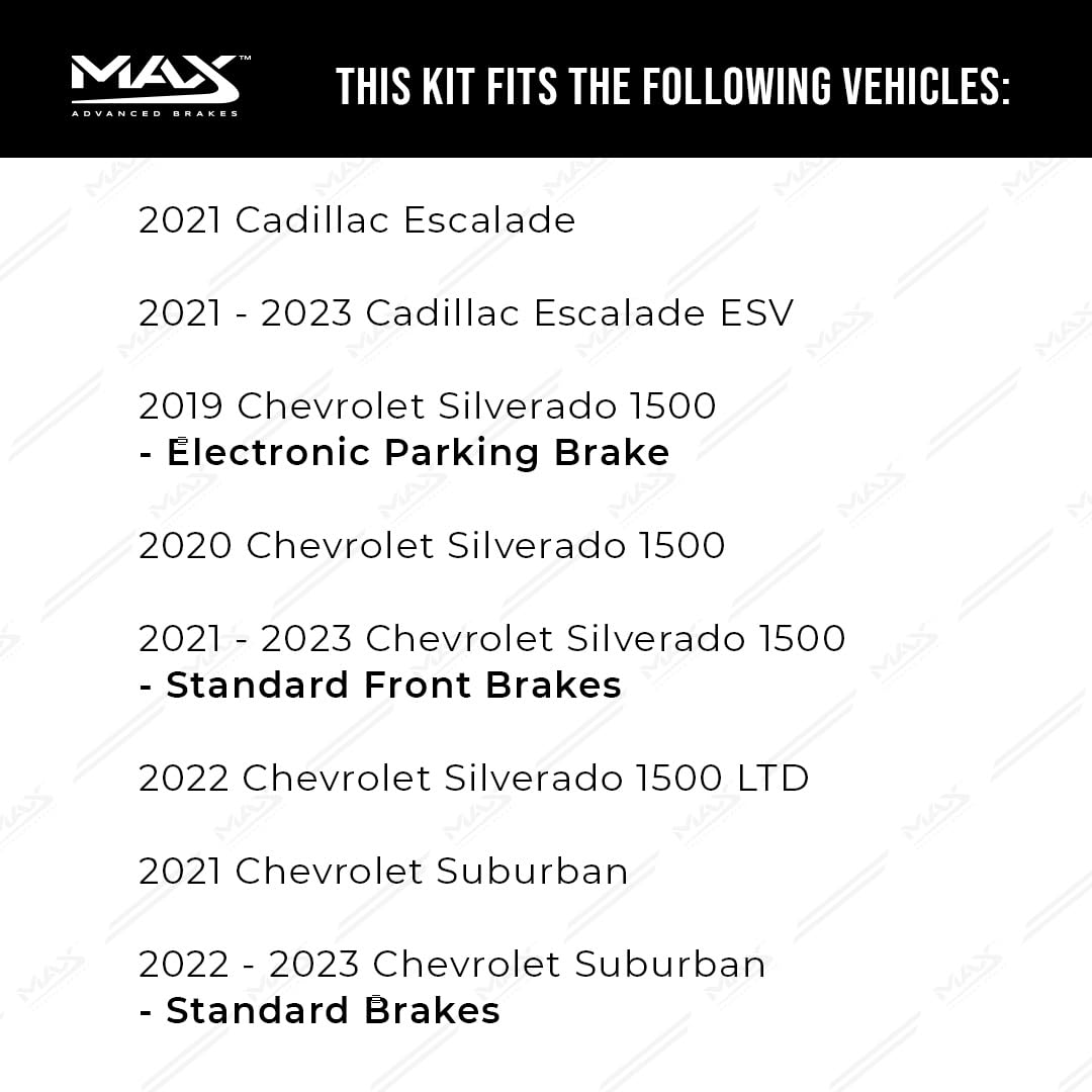 Max Advanced Brakes Rear Brake Kit For 2019 2020 2021 Chevy Silverado 1500 Gmc Sierra 1500 2021 Chevy Tahoe Replacement Geomet Coated Oe Disc Brake Rotors And Ceramic Brake Pads