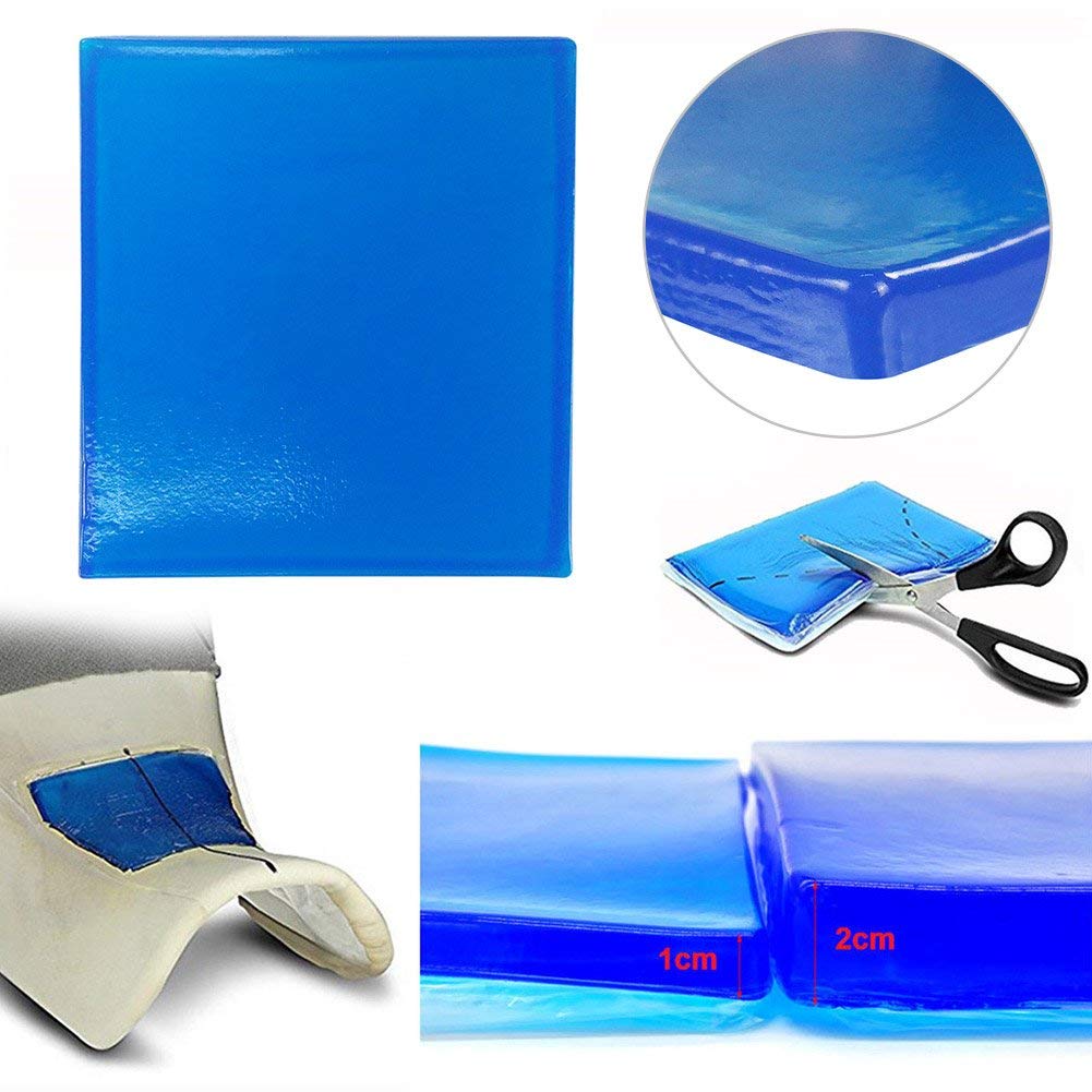 LisylineAuto Motorcycle Gel Seat Cushion, Shock Absorption Foam, Blue, 25x25x2cm, Model Lisy-32