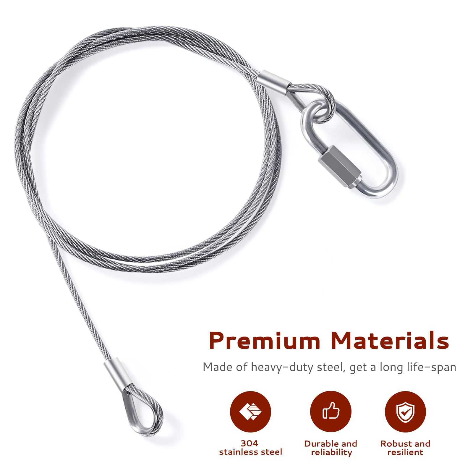 Creative.c 2Pcs Lift Cable for Gorilla Lift Trailer Gate Assist with 4Pcs Aluminum Rollers, Alloy Steel, Easy Installation