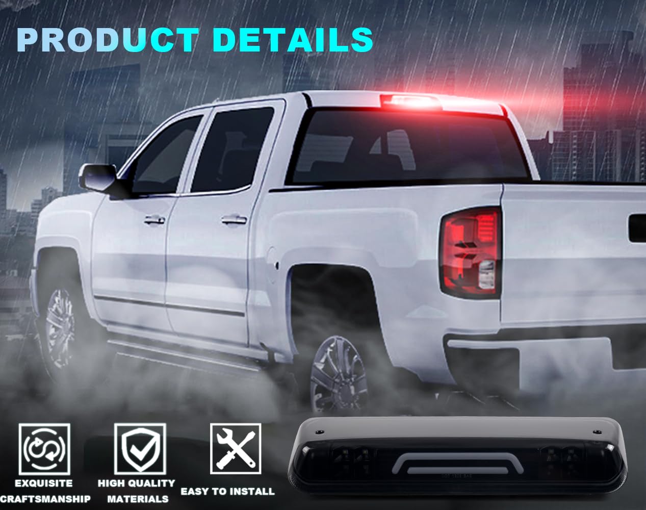 PIT66 LED 3rd Brake Light for Ford F150 Lobo 04-08, Explorer Sport Trac 07-10, Lincoln Mark LT 06-08, Smoky Lens,