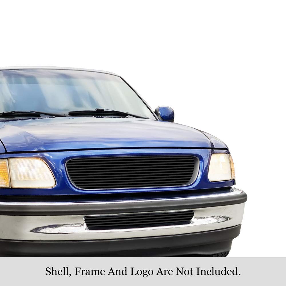 Off Roader eGrille Premium Stainless Steel Black 8x6 Horizontal Billet Grille Compatible with Ford F-150 1997-1998 2WD Bar Style