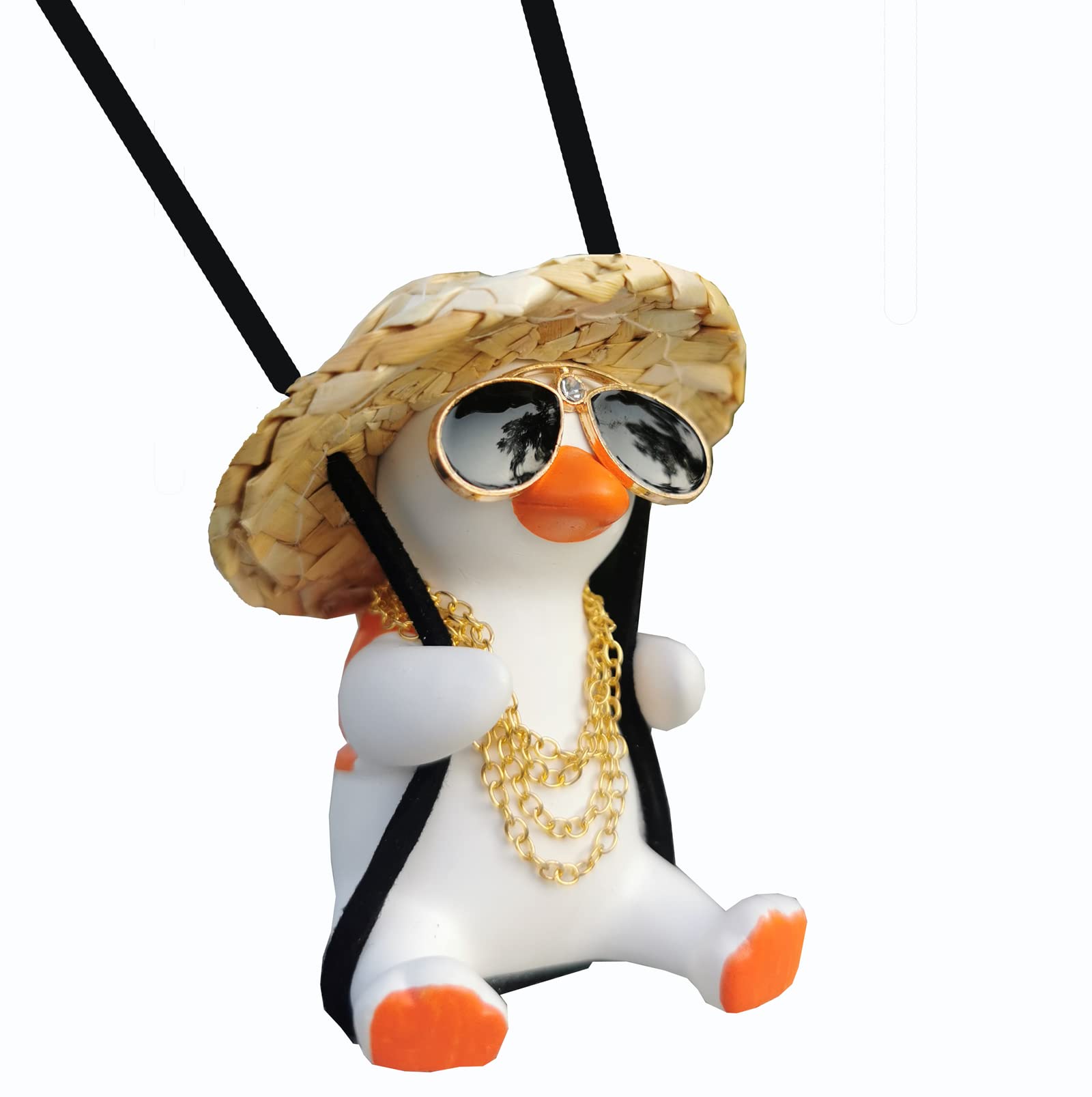 Qiwen Rear View Mirror Hanging Accessories of Swinging Duck Car Hanging Ornament Cute Car Accessories for Teens Men Women Car Mi
