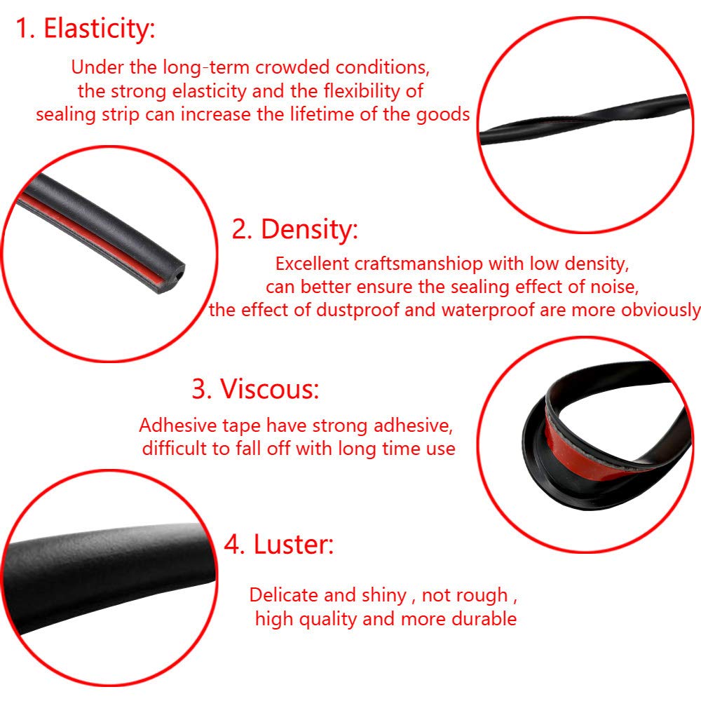 Esupport 16Ft 5M U Shape Car Door Moulding Rubber Scratch Protector Strip Edge Guard Trim Seal Gray