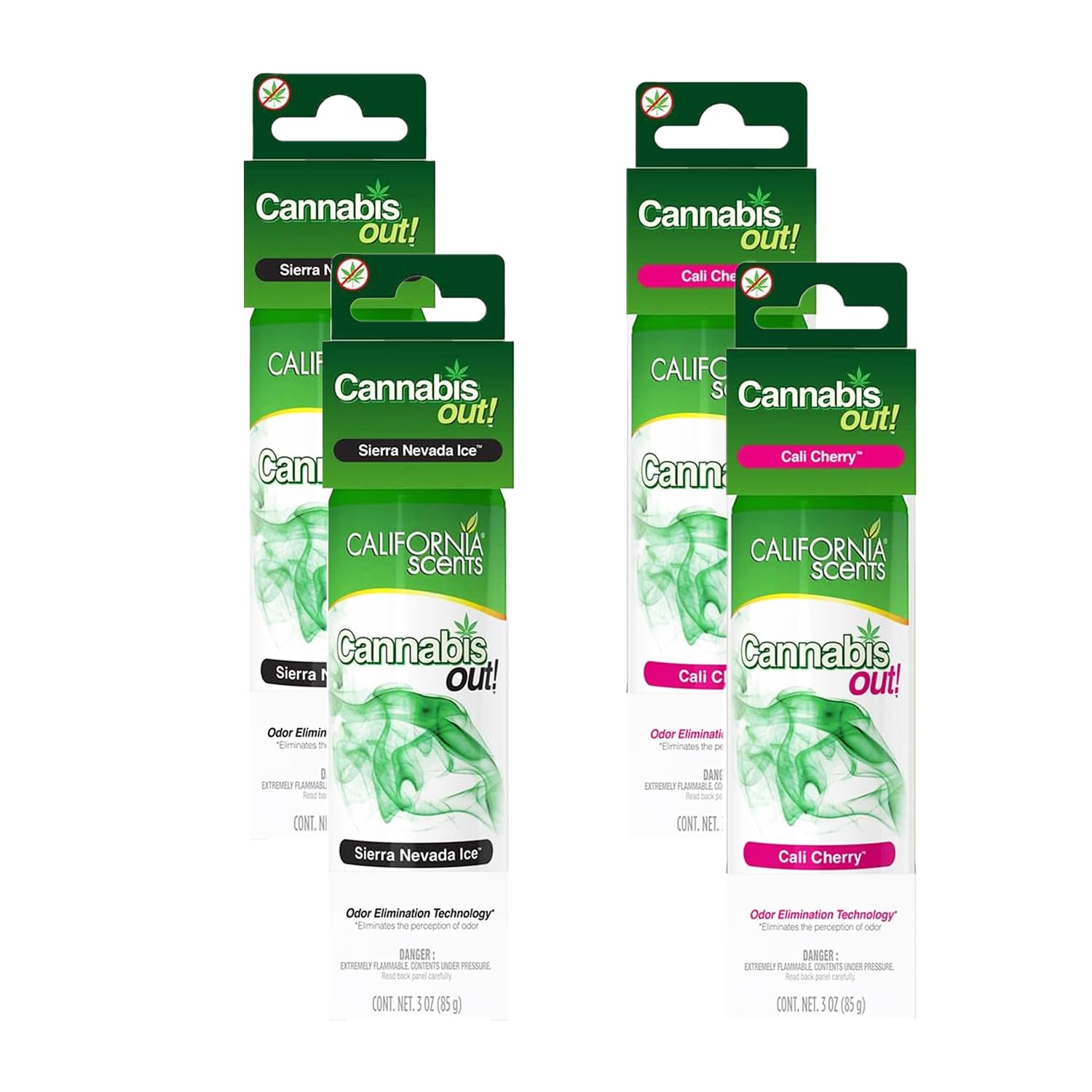 California Scents Cannabis Out Spray Combo Kit: Cali Cherry and Sierra Nevada Ice Car Air Fresheners - Long Lasting Car Air Fres