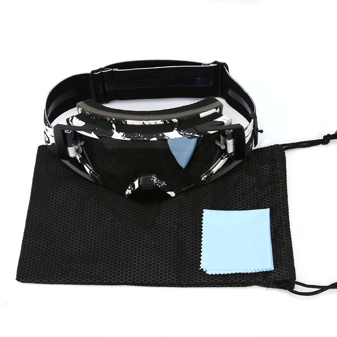 Motocross Goggles Dirtbike Atv Motorcycle Anti-Uv Motorbike Ski Goggles Anti-Slip Strap Nose Cover Fit Glasses & Helmet