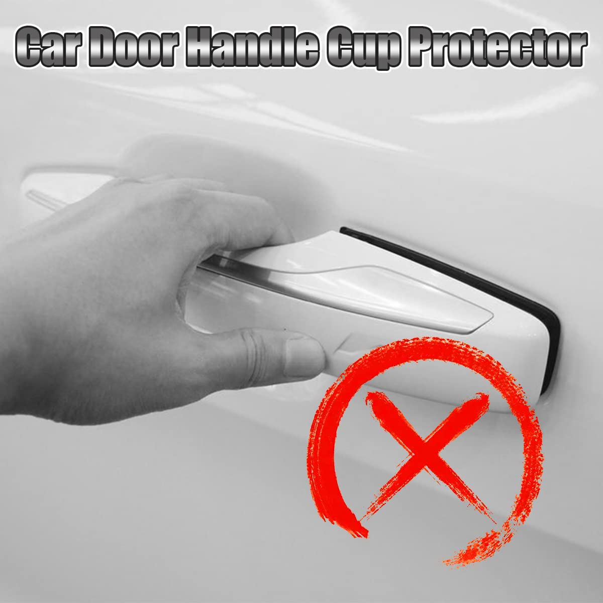 4PCS Car Door Handle Cup Stickers, Carbon Fiber Scratch Auto Door Protective Film, Non-Marking Car Door Bowl Protector Universal