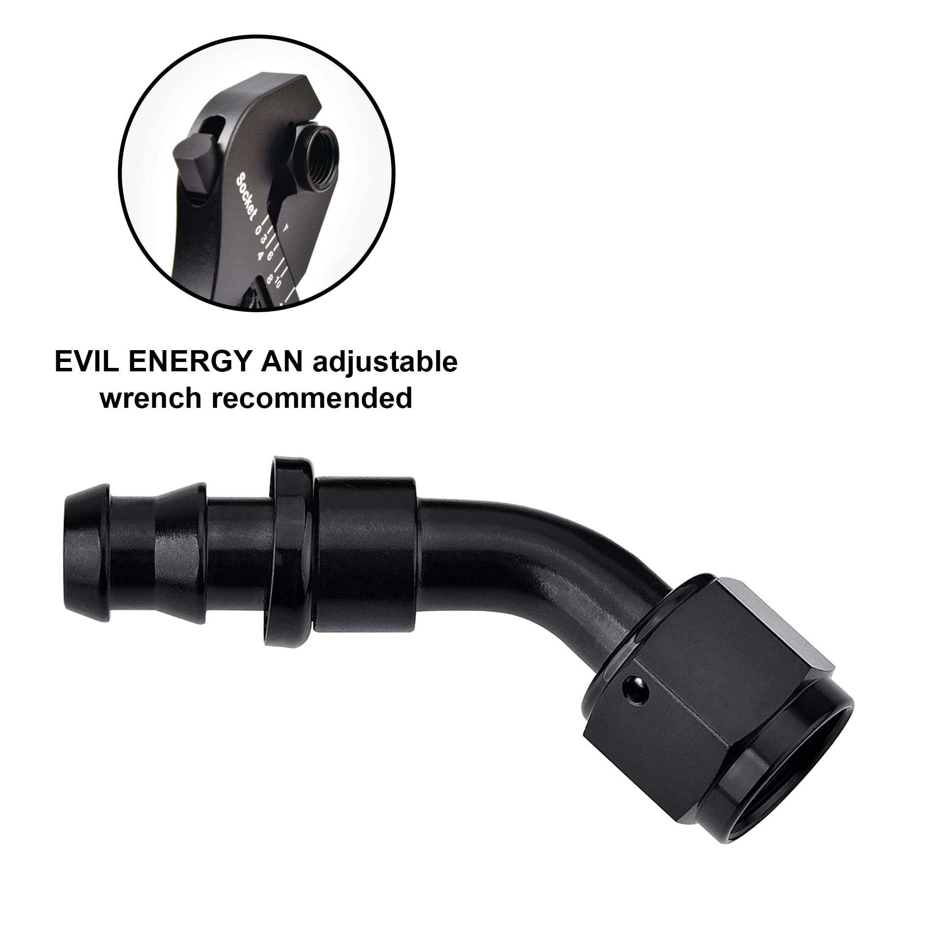 Evil Energy 12An 45 Degree Push Lock Hose Fitting End Black