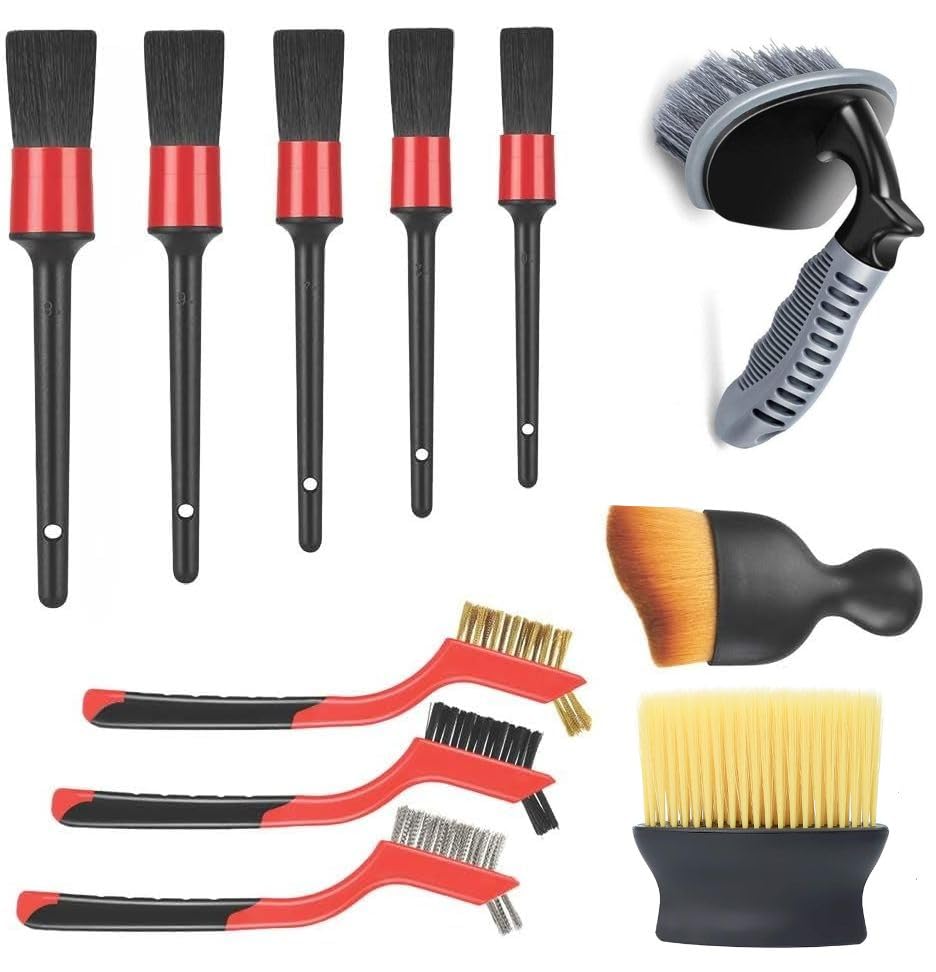 Car Detailing Brush Set, 11Pcs Car Detailing Kit Includes Car Interior Detailing Brushes, Car Wheel & Tire Brush For Rim Cleaner