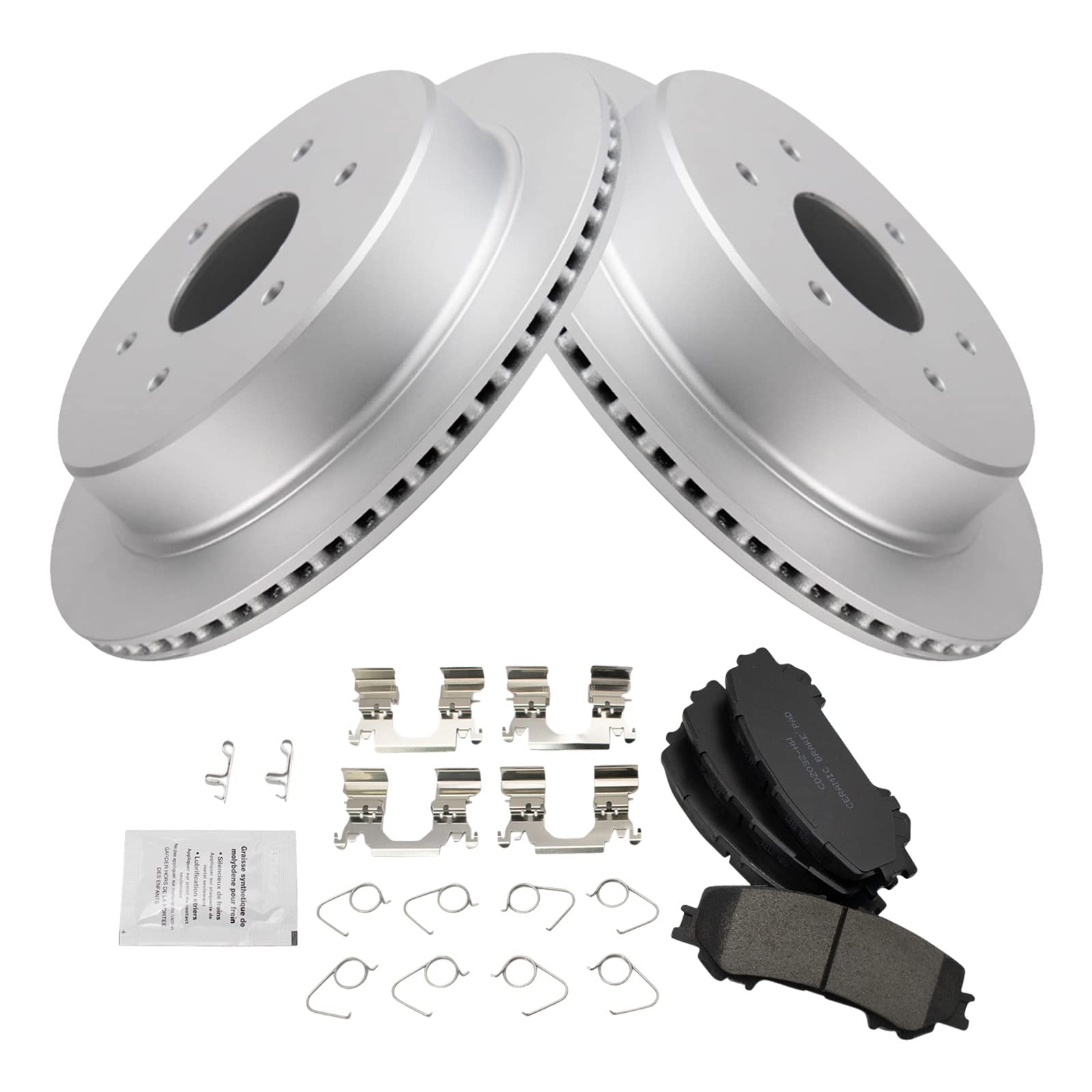 Trq Rear Brake Pad & Rotor Kit Brake Pads Brake Rotor Ceramic Premium G-Coated Compatible With 2017-2019 Nissan Titan