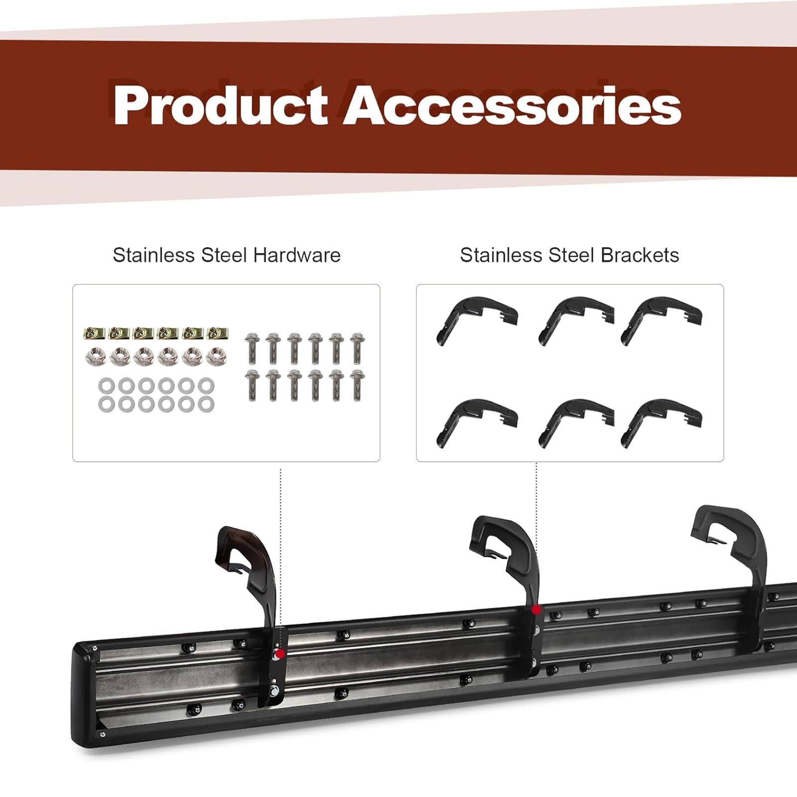 Perfit Liner Running Boards for Chevy Silverado/GMC Sierra, 6" Double Cab, Black Aluminum Alloy, Model CVGMCW060-3