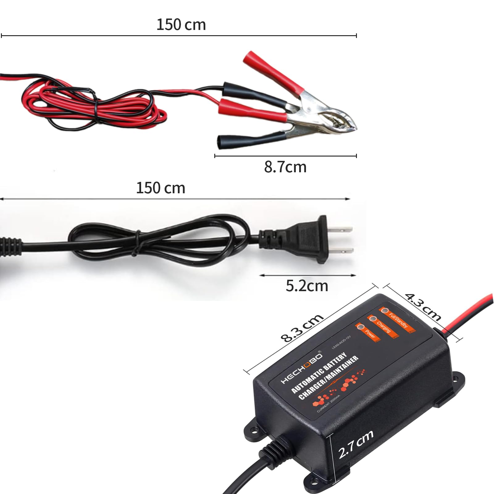 2Pcs 2A Smart Car Battery Chargerr, 6V And 12V Automotive Charger, Battery Maintainer, Trickle Charger, Float Charger And Desulf