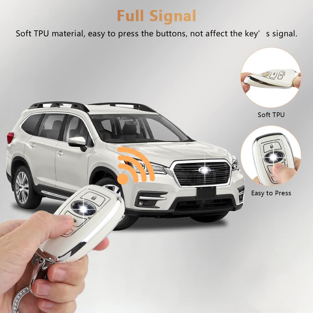Pifoog Key Fob Cover For Subaru Tpu Keys Case Shell Protector 4 Button Bling Keychain For Subaru Outback Crosstrek Ascent Imprez