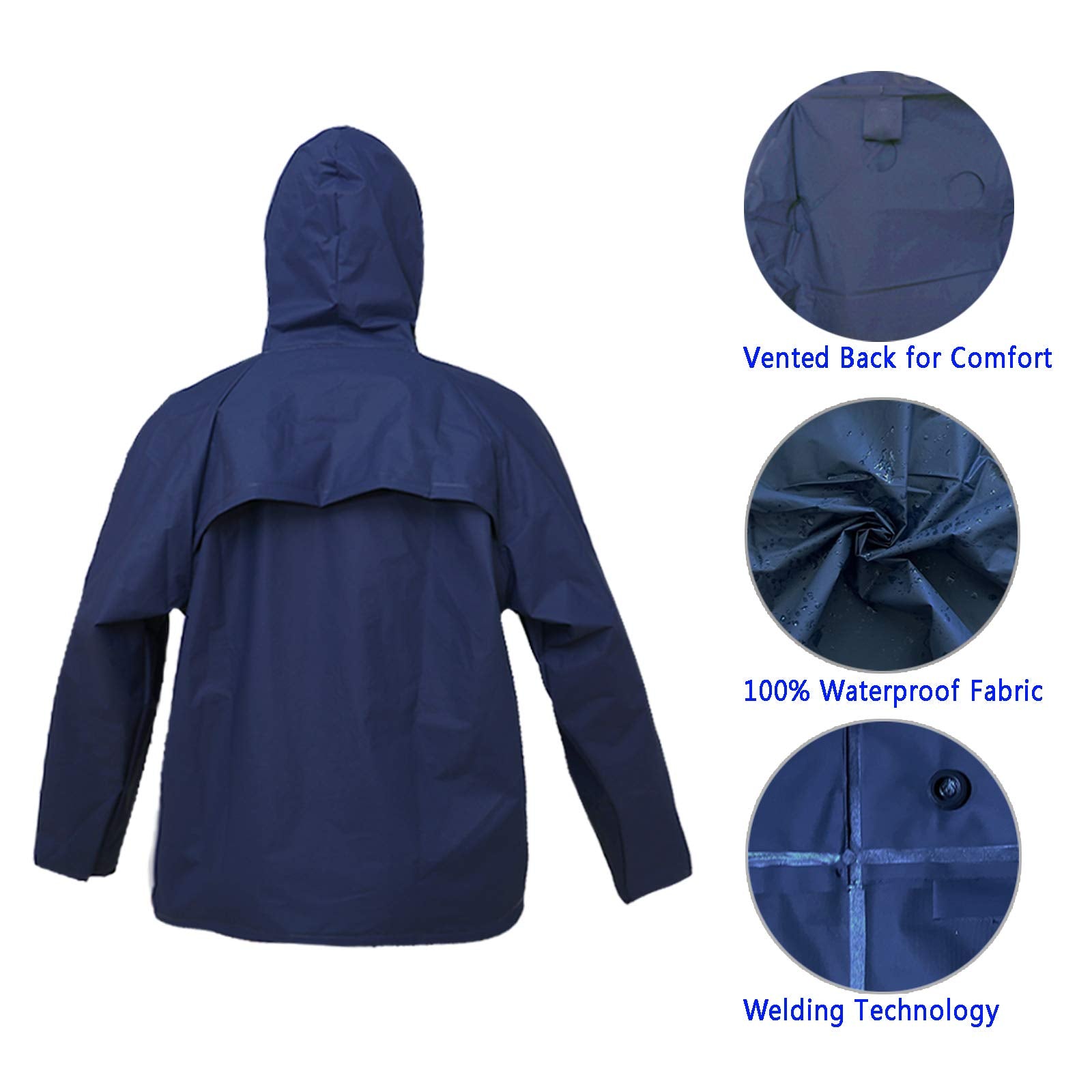 Ultra-Lite Rain Coat With Pants For Men Women Waterproof Rain Suit For All Sports(Navy,3Xl)
