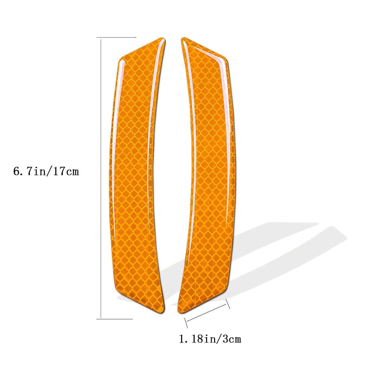 muekzru 4PCS Car Reflective Trim Stickers - Orange Epoxy Resin Reflector Guard for SUV, Truck, Wheel Well & Bumper Fenders, Model FGT-BT