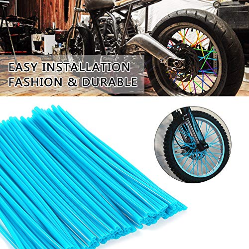 36 Pcs Wheel Rim Spoke Skins Covers, Keenso Motocross Rims Skins Off Road Guard Wraps Kit Motorcycle Covers Wrap Decor Protector For Universal Motocross Dirt Bike(Sky Blue)
